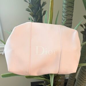 Authentic Dior Soft Pink Logo Cosmetic Make Up Toiletry Case Bag Pouch EUC Zip